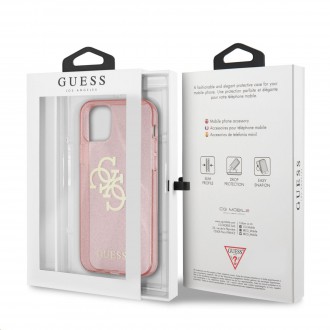 Guess TPU Big 4G Full Glitter Zadní Kryt pro iPhone 12/12 Pro Pink (GUHCP12MPCUGL4GPI)