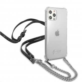 Guess PC Silver 4G Chain and Script Zadní Kryt pro iPhone 12 Pro Max Transparent (GUHCP12LKC4GSSI)