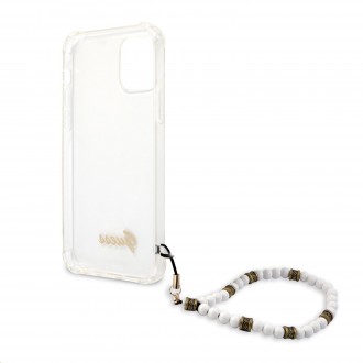 Guess PC Script and White Pearls Zadní Kryt pro iPhone 12/12 Pro Transparent (GUHCP12MKPSWH)