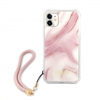 Guess TPU Marble Zadní Kryt pro iPhone 11 Pink (GUHCN61KSMAPI)