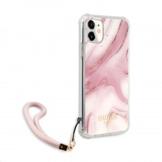 Guess TPU Marble Zadní Kryt pro iPhone 11 Pink (GUHCN61KSMAPI)