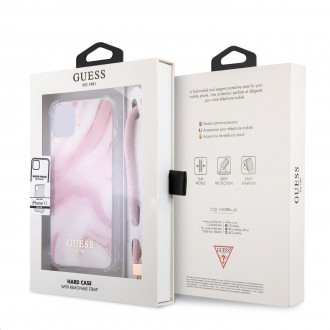 Guess TPU Marble Zadní Kryt pro iPhone 11 Pink (GUHCN61KSMAPI)
