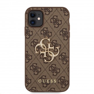 Guess PU 4G Metal Logo Zadní Kryt pro iPhone 11 Brown (GUHCN614GMGBR)