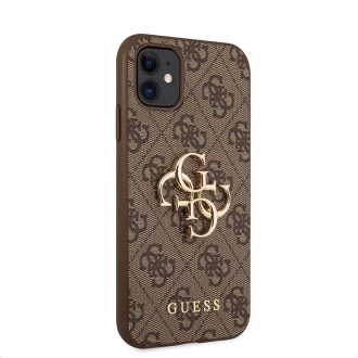 Guess PU 4G Metal Logo Zadní Kryt pro iPhone 11 Brown (GUHCN614GMGBR)