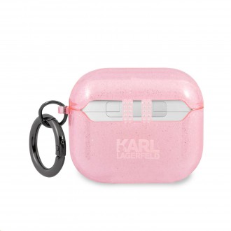 Karl Lagerfeld TPU Glitter Choupette Head Pouzdro pro Airpods 3 Pink (KLA3UCHGP)