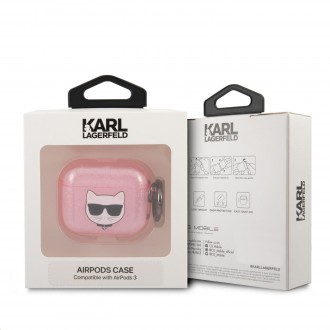 Karl Lagerfeld TPU Glitter Choupette Head Pouzdro pro Airpods 3 Pink (KLA3UCHGP)