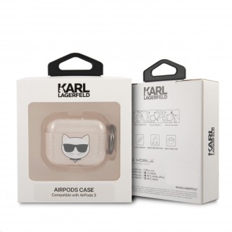 Karl Lagerfeld TPU Glitter Choupette Head Pouzdro pro Airpods 3 Gold (KLA3UCHGD)