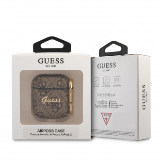 Guess 4G Script PC/PU Pouzdro pro Airpods 1/2 Brown (GUA24GSMW)