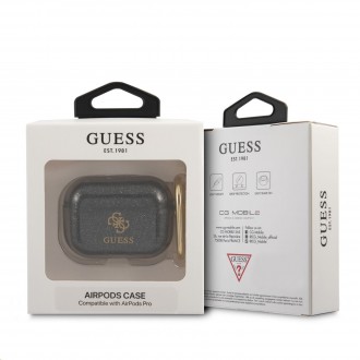 Guess 4G TPU Glitter Pouzdro pro Airpods Pro Black (GUAPUCG4GK)