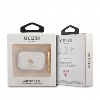 Guess 4G TPU Glitter Pouzdro pro Airpods Pro Transparent (GUAPUCG4GT)