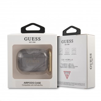 Guess TPU Shiny Marble Pouzdro pro Airpods Pro Black (GUAPUNMK)