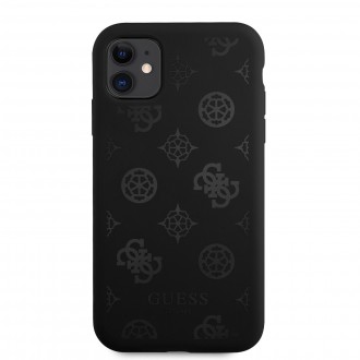 Guess Liquid Silicone Tone on Tone Peony Zadní Kryt pro iPhone 11 Black (GUHCN61LSPEBK)