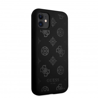 Guess Liquid Silicone Tone on Tone Peony Zadní Kryt pro iPhone 11 Black (GUHCN61LSPEBK)