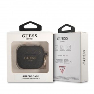 Guess Glitter Printed Logo Silikonové Pouzdro pro Airpods 3 Black (GUA3SGGEK)