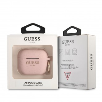 Guess Glitter Printed Logo Silikonové Pouzdro pro Airpods 3 Pink (GUA3SGGEP)