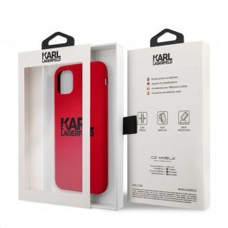 Karl Lagerfeld Stack Black Logo Silikonový Kryt pro iPhone 11 Red (KLHCN61SLKLRE)