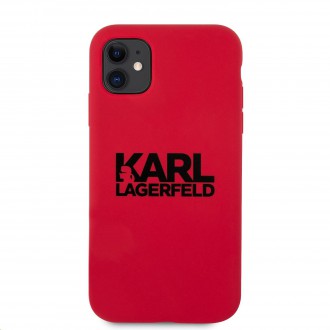 Karl Lagerfeld Stack Black Logo Silikonový Kryt pro iPhone 11 Red (KLHCN61SLKLRE)
