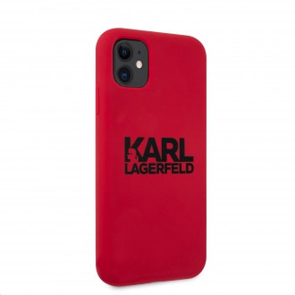 Karl Lagerfeld Stack Black Logo Silikonový Kryt pro iPhone 11 Red (KLHCN61SLKLRE)