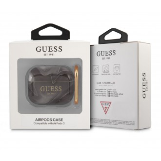 Guess TPU Shiny Marble Pouzdro pro Airpods 3 Black (GUA3UNMK)