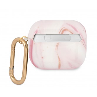 Guess TPU Shiny Marble Pouzdro pro Airpods 3 Pink (GUA3UNMP)