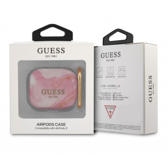 Guess TPU Shiny Marble Pouzdro pro Airpods 3 Pink (GUA3UNMP)