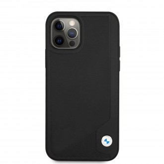 BMHCP12MRCDPK BMW Signature Leather Debossed Stripes Kryt pro iPhone 12/12 Pro 6.1 Black