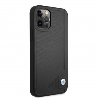 BMHCP12MRCDPK BMW Signature Leather Debossed Stripes Kryt pro iPhone 12/12 Pro 6.1 Black