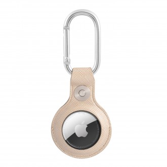 Guess PU Saffiano Script Dog Clip AirTag Pouzdro Beige (GUATPSASRSD)