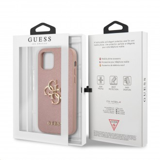 Guess PU Saffiano Big 4G Metal Logo Zadní Kryt pro iPhone 12/12 Pro Pink (GUHCP12MSA4GGPI)