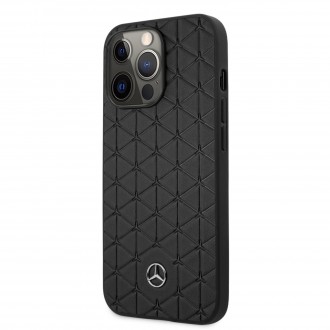 MEHCP13XSPSBK Mercedes Genuine Leather Quilted Kryt pro iPhone 13 Pro Max Black