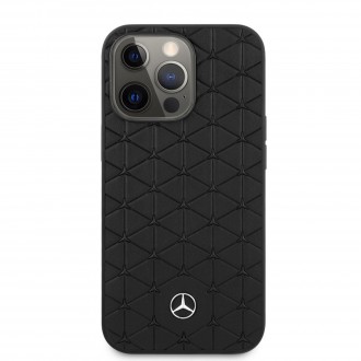 MEHCP13XSPSBK Mercedes Genuine Leather Quilted Kryt pro iPhone 13 Pro Max Black