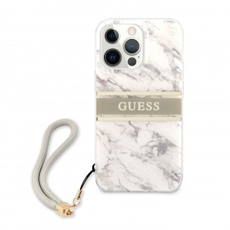 Guess TPU Marble Stripe Zadní Kryt pro iPhone 13 Pro Max Grey (GUHCP13XKMABGR)