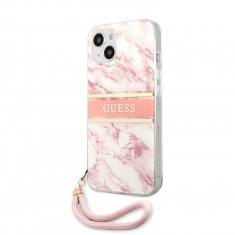 Guess TPU Marble Stripe Zadní Kryt pro iPhone 13 mini Pink (GUHCP13SKMABPI)