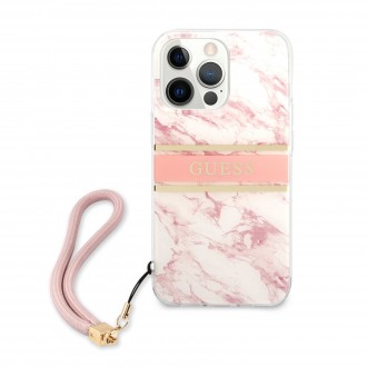 Guess TPU Marble Stripe Zadní Kryt pro iPhone 13 Pro Pink (GUHCP13LKMABPI)