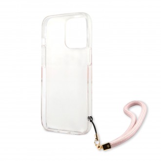 Guess TPU Marble Stripe Zadní Kryt pro iPhone 13 Pro Pink (GUHCP13LKMABPI)
