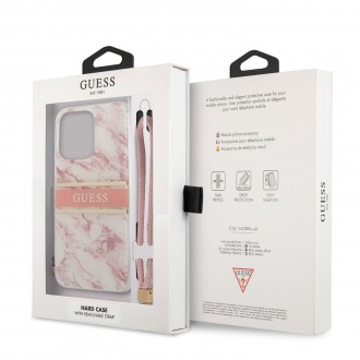 Guess TPU Marble Stripe Zadní Kryt pro iPhone 13 Pro Pink (GUHCP13LKMABPI)