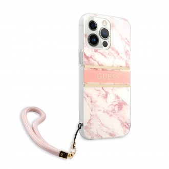 Guess TPU Marble Stripe Zadní Kryt pro iPhone 13 Pro Max Pink (GUHCP13XKMABPI)