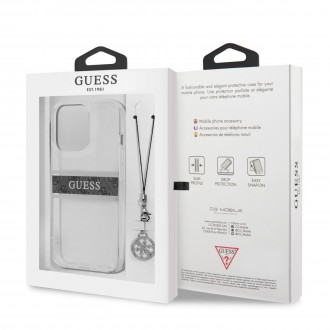 Guess PC/TPU 4G Grey Stripe Zadní Kryt pro iPhone 13 Pro Transparent (GUHCP13LKB4GGR)