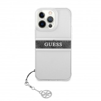 Guess PC/TPU 4G Grey Stripe Zadní Kryt pro iPhone 13 Pro Transparent (GUHCP13LKB4GGR)