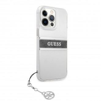 Guess PC/TPU 4G Grey Stripe Zadní Kryt pro iPhone 13 Pro Transparent (GUHCP13LKB4GGR)