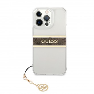 Guess PC/TPU 4G Brown Stripe Zadní Kryt pro iPhone 13 Pro Max Transparent (GUHCP13XKB4GBR)