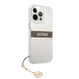 Guess PC/TPU 4G Brown Stripe Zadní Kryt pro iPhone 13 Pro Max Transparent (GUHCP13XKB4GBR)