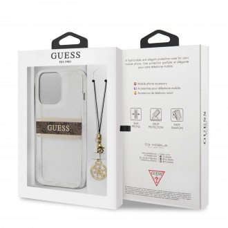 Guess PC/TPU 4G Brown Stripe Zadní Kryt pro iPhone 13 Pro Max Transparent (GUHCP13XKB4GBR)