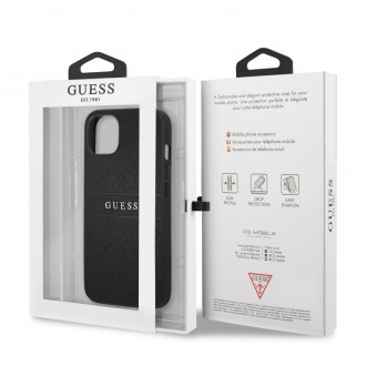 Guess PU Leather Saffiano Zadní Kryt pro iPhone 13 mini Black (GUHCP13SPSASBBK)