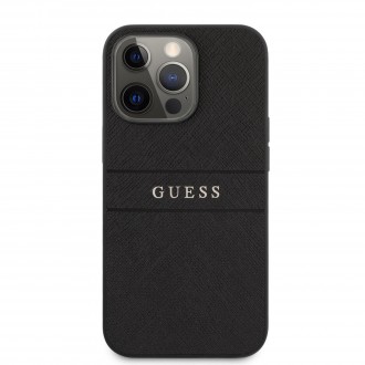 Guess PU Leather Saffiano Zadní Kryt pro iPhone 13 Pro Max Black (GUHCP13XPSASBBK)