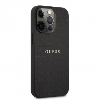 Guess PU Leather Saffiano Zadní Kryt pro iPhone 13 Pro Max Black (GUHCP13XPSASBBK)