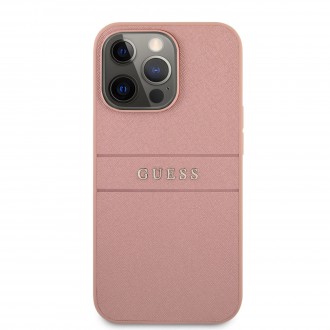 Guess PU Leather Saffiano Zadní Kryt pro iPhone 13 Pro Pink (GUHCP13LPSASBPI)