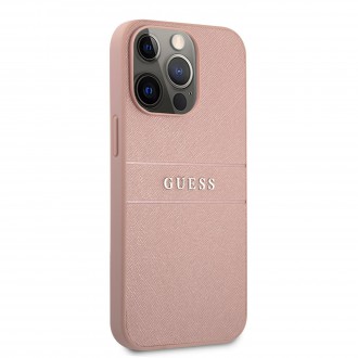 Guess PU Leather Saffiano Zadní Kryt pro iPhone 13 Pro Pink (GUHCP13LPSASBPI)