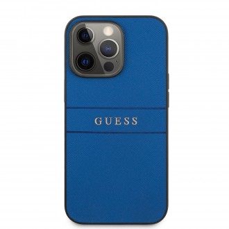 Guess PU Leather Saffiano Zadní Kryt pro iPhone 13 Pro Blue (GUHCP13LPSASBBL)