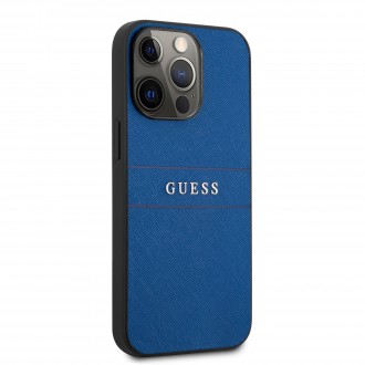 Guess PU Leather Saffiano Zadní Kryt pro iPhone 13 Pro Blue (GUHCP13LPSASBBL)